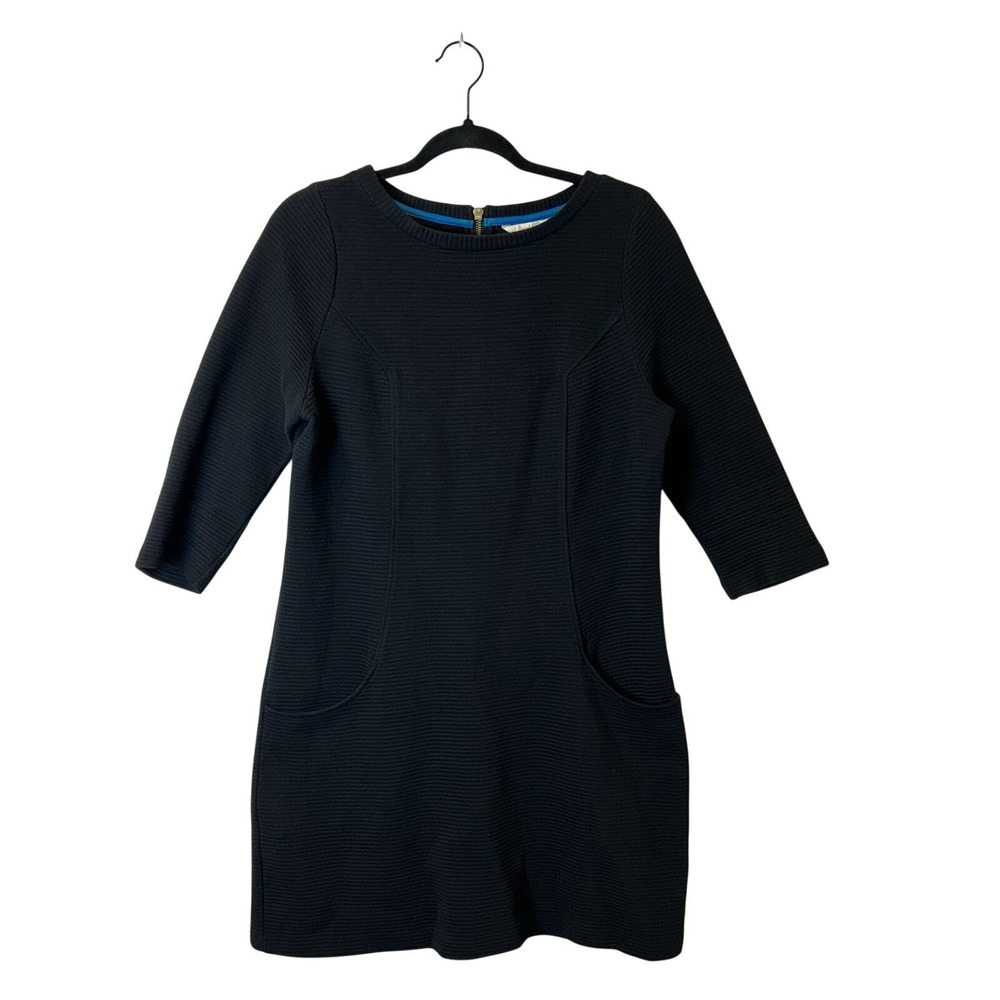 Boden Black Ottoman Ribbed Shift Dress Pockets WH716 - US 10R / UK‎ 14R